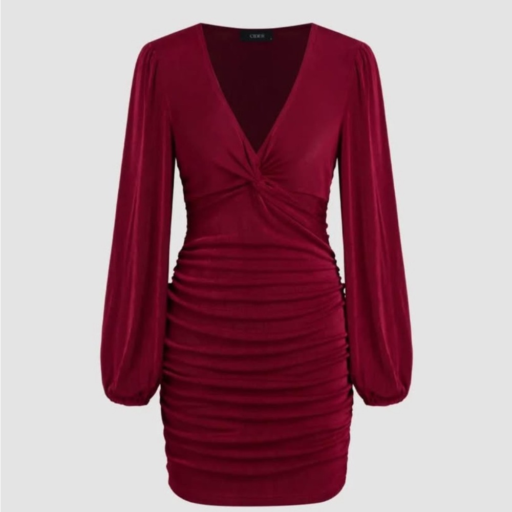 Elegant Burgundy Long Sleeve Dress